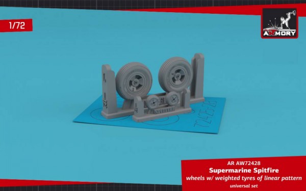 AR AW72428   Supermarine Spitfire wheels w/ weighted tyres of concentric line pattern & 3-spoke hubs (1/72) (thumb81083)
